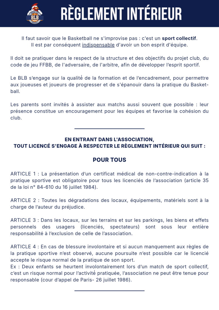 Le règlement intérieur